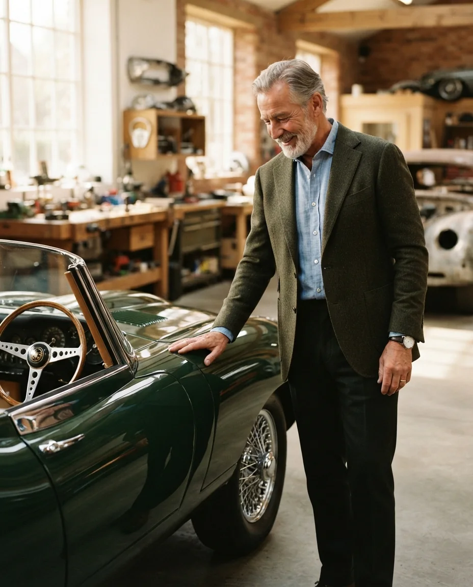 A collector reunited with his restored automobile
