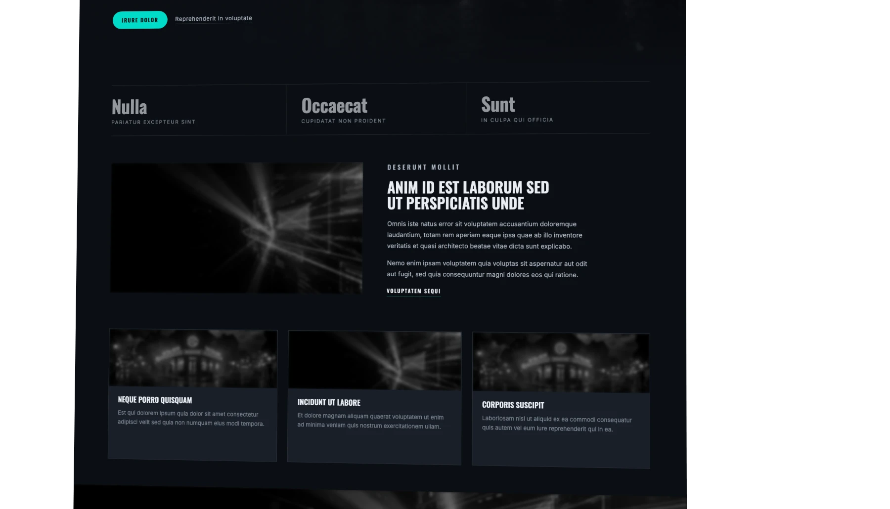 An existing website being tuned rather than rebuilt: two of its components shown with a dashed outline where they used to sit beside a teal outline where they sit now, the path from the call to action through the page lit in teal, and three short measures out beyond the page edge showing what improved