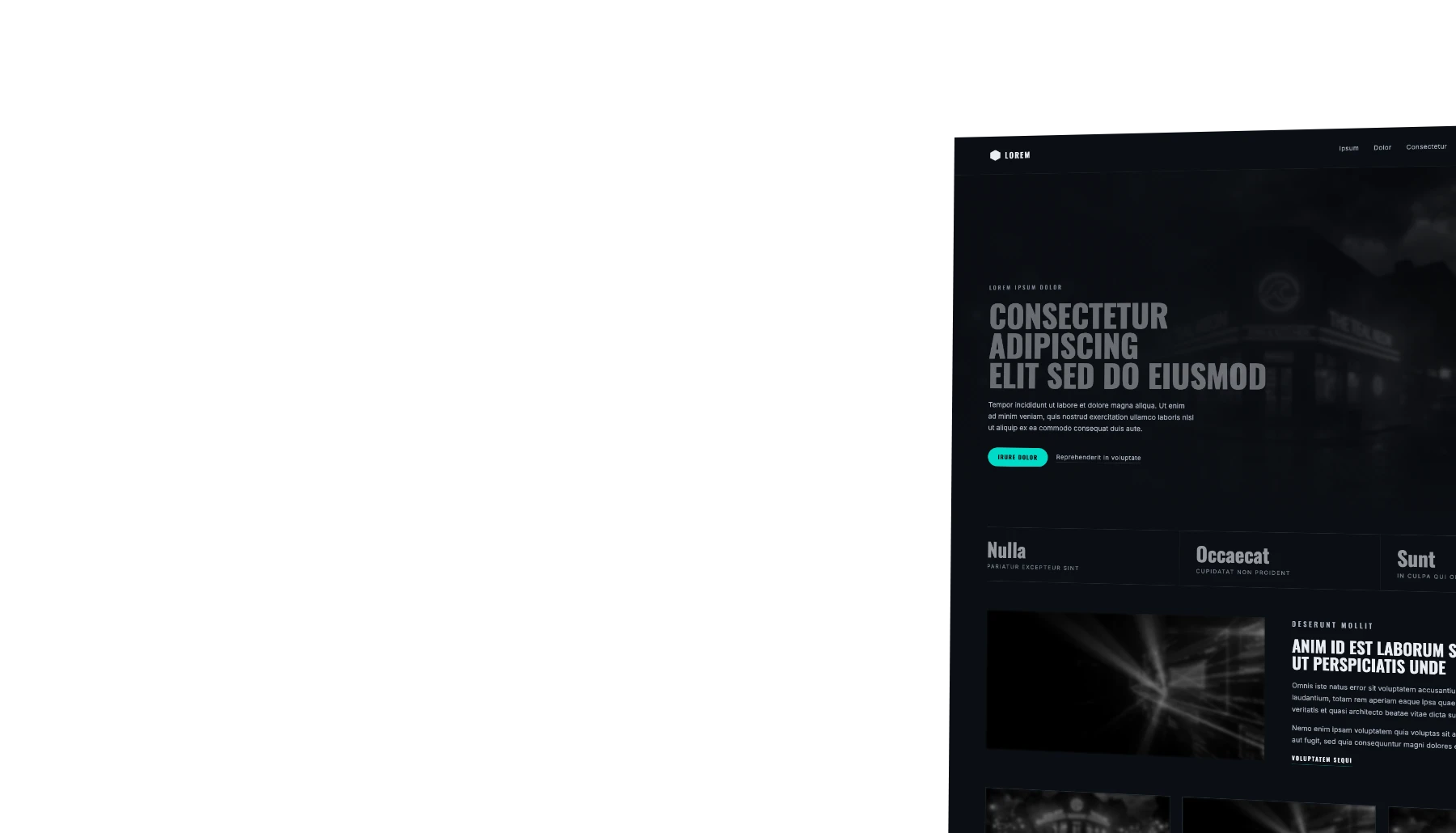 Two websites side by side: on the left an older build with a centred logo over a full-width navigation bar, a rotator panel, a row of four feature boxes and body copy beside a boxed sidebar; on the right the same site resolved into a modern editorial layout, with the part that carries forward marked in teal and arrows showing the direction of the change