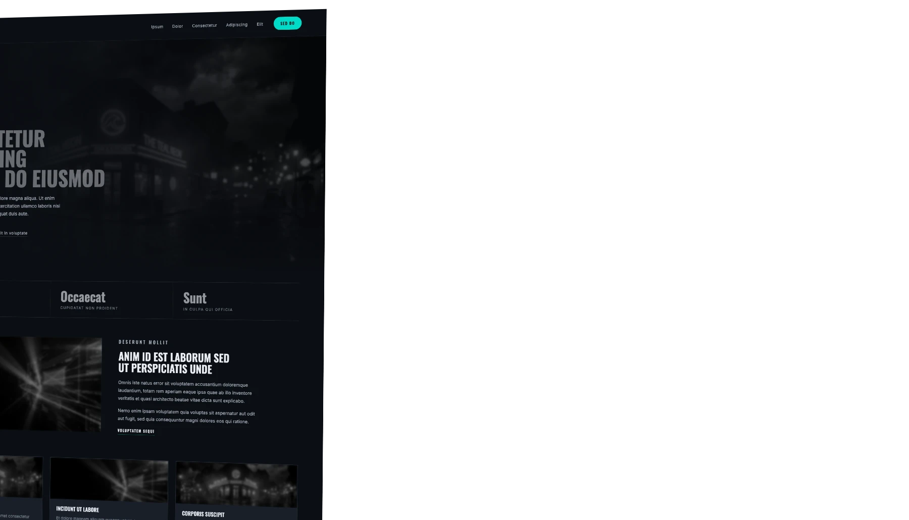 A website on the left as the source, with fine teal pathways running from its headline, its figures, its editorial section and its cards out to three surfaces standing beyond the page: a list of results, an answer with a citation mark, and a panel of facts