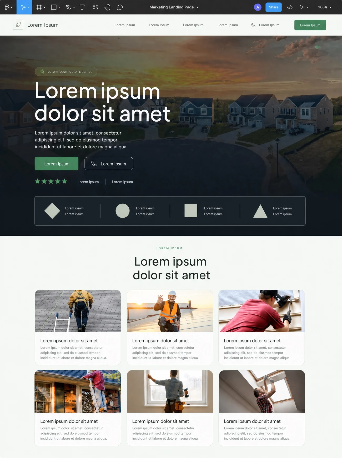 Website build with placeholder content