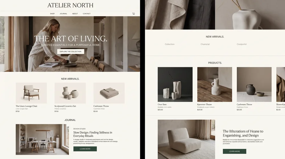 Atelier North — showcase brand website concept